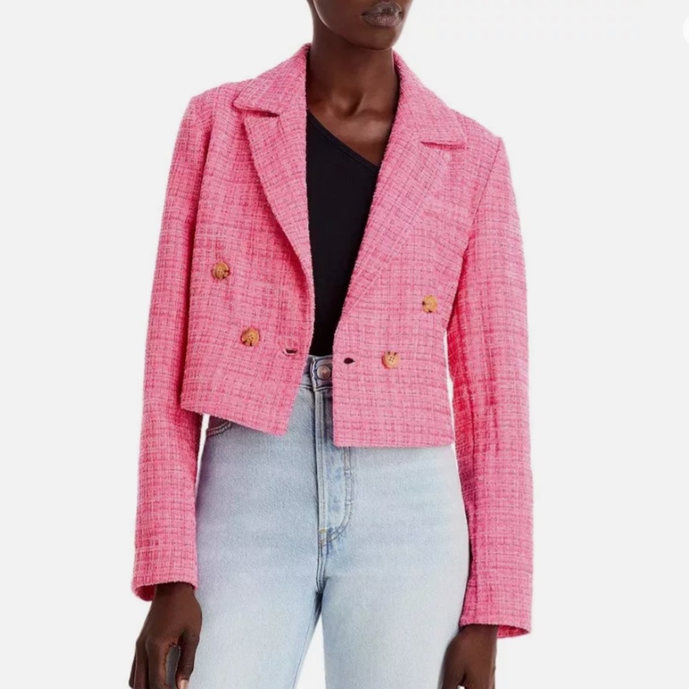 Aqua Pink Cropped Tweed Blazer - Picture 2 of 11